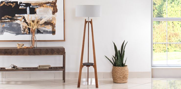 Lámpara de Piso Parota Fiio Rey Gris