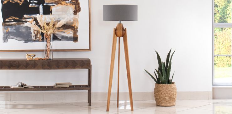 Lámpara de Piso Parota Nativa Rey Parota Gris