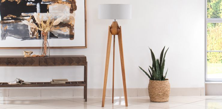 Lámpara de Piso Parota Nativa Rey Gris