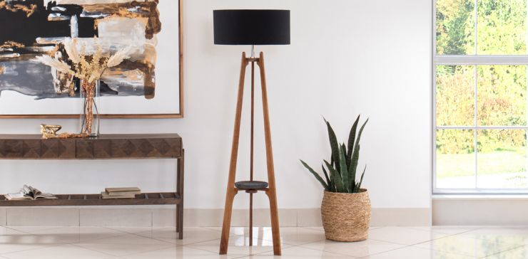 Lámpara de Piso Parota Fiio Rey Negro