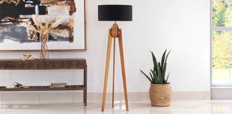 Lámpara de Piso Parota Nativa Rey Negro