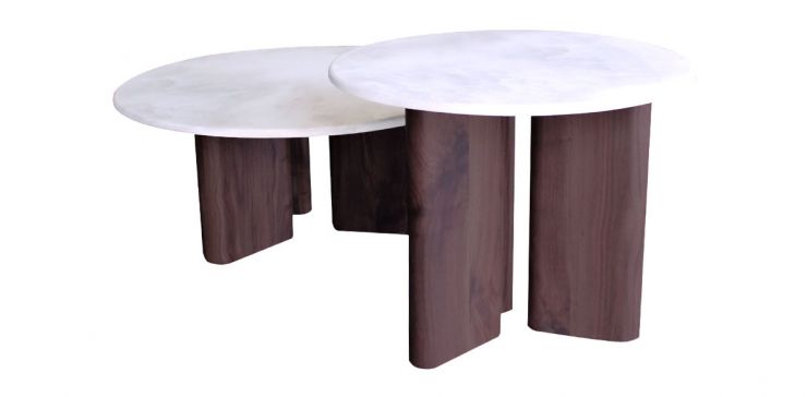 Mesa de Centro de Mármol Viena Blanco 2 Piezas