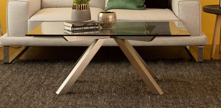 Mesa de Centro Rectangular de Cristal 110 x 70 cm Zeit Plata