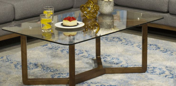Mesa de Centro Rectangular de Cristal 110 x 70 cm Ker Café