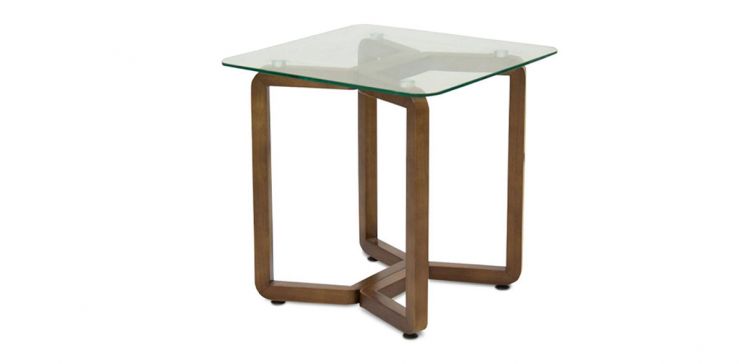 Mesa Lateral Cuadrada de Cristal 60 x 60 cm Ker Café