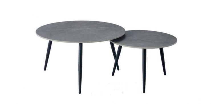 Juego de Mesas Redondas Kamil Gris