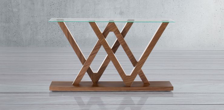 Mesa Consola Rectangular de Cristal 160 x 40 cm Turin Parota