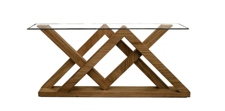 Mesa Consola Rectangular de Cristal 160 x 40 cm Turin Parota