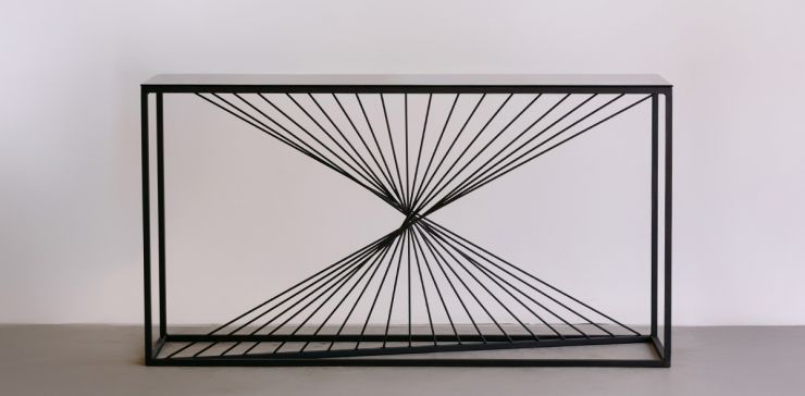 Mesa Consola de Cristal Volcano Negro