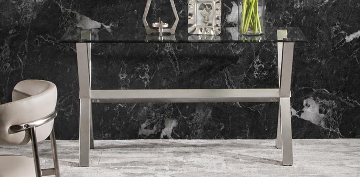 Mesa Consola Rectangular de Cristal 142 x 51 cm New Shanghai Plata