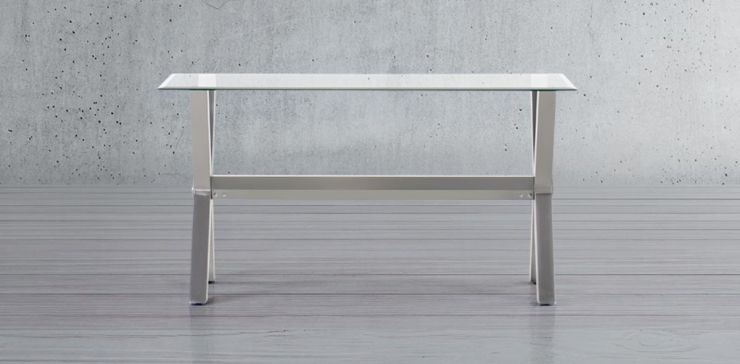 Mesa Consola Rectangular de Cristal 142 x 51 cm New Shanghai Plata