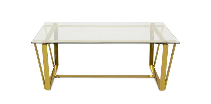 Mesa de Centro Rectangular de Cristal 110 x 74 cm Lea Dorado