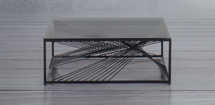 Mesa de Centro de Cristal 100 x 100 cm Volcano Negro