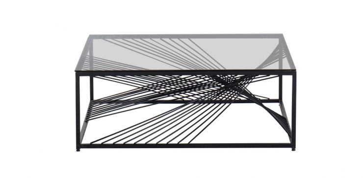 Mesa de Centro de Cristal 100 x 100 cm Volcano Negro