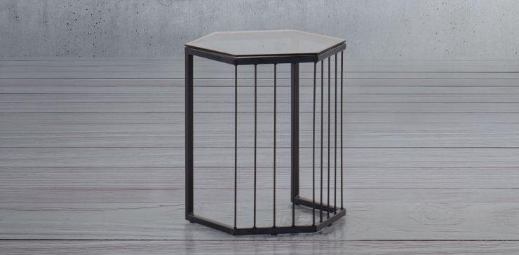 Mesa Lateral de Cristal Cien Fuegos Negro