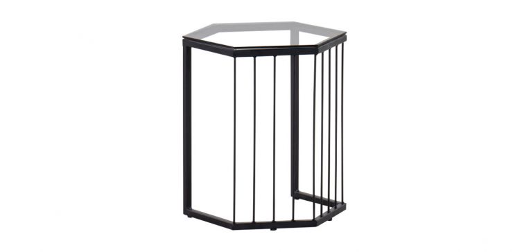 Mesa Lateral de Cristal Cien Fuegos Negro