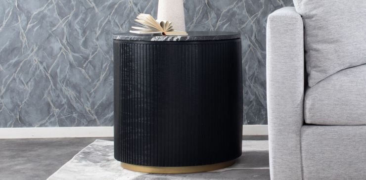 Mesa Lateral de Granito 60 cm Astor Negro