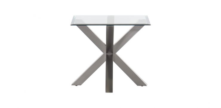 Mesa Lateral Cuadrada de Cristal 64 x 64 cm New Shanghai Plata