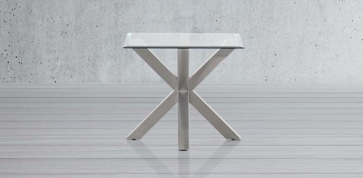 Mesa Lateral Cuadrada de Cristal 64 x 64 cm New Shanghai Plata