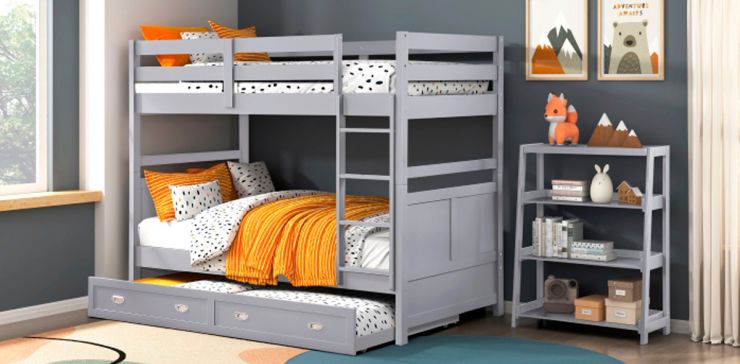 Cama Baja Individual Ivy Gris