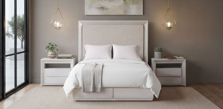 Recámara Queen Size Keyser Gris con 2 Búros de 80 cm 4 Piezas