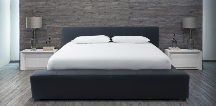 Cama King Size Camerún Azul Cobalto Piel