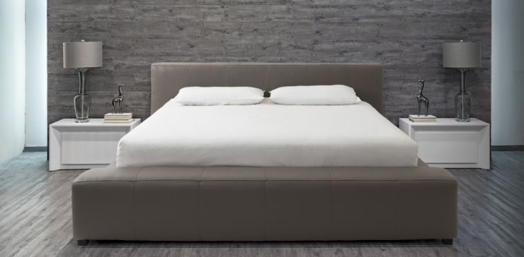 Cama King Size de Piel Bora Taupe Praga Beige