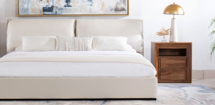 Cama King Size de Piel Murano Blanco