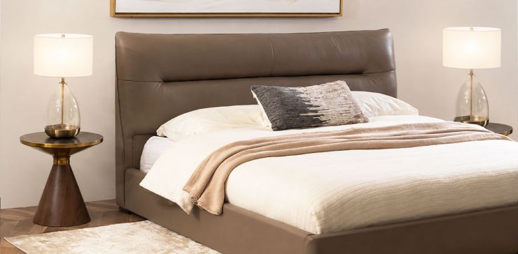 Cama King Size de Piel Keanne Gris