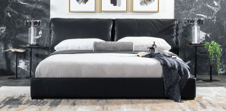 Cama King Size de Piel Murano Negro