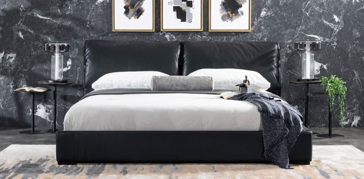 Cama King Size de Piel Murano Negro