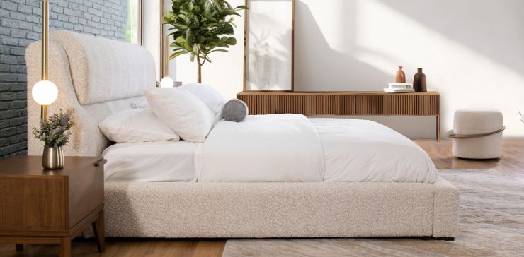 Cama Matrimonial Flax Joyce Beige