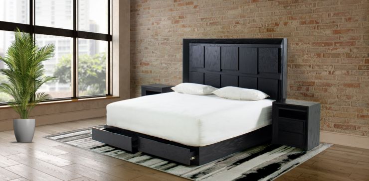 Recamara King Size Keyser Negro 4 Piezas