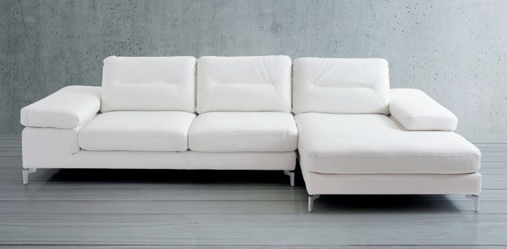 Sala en L de Piel Biccari Blanco