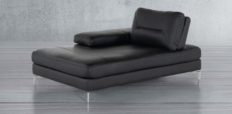 Chaise Long Izquierdo de Piel Deslizable Biccari Negro
