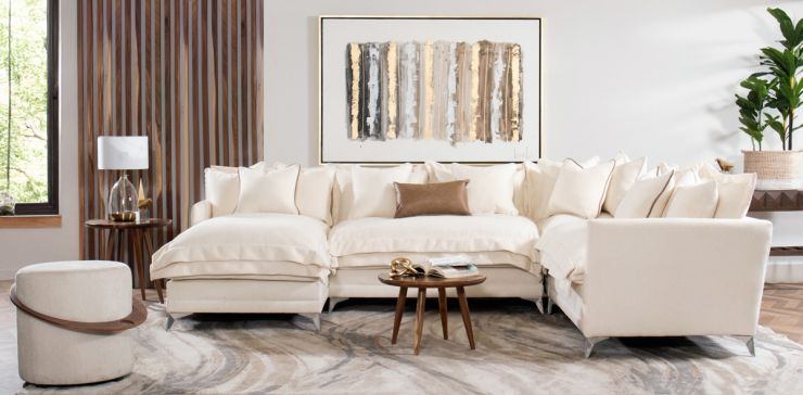 Sala Modular Izquierda Daria Beige Dazzle Cream 4 Piezas
