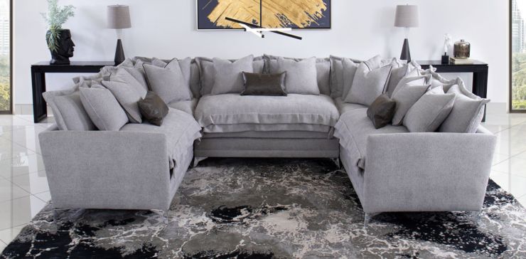 Sala Modular en U Daria Gris 5 Piezas