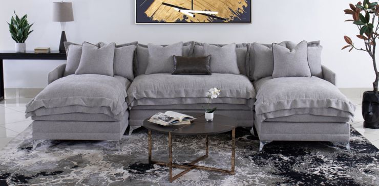 Sala Modular en U Daria Gris 3 Piezas