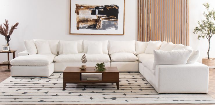 Sala Modular Izquierda Elysee Blanco 6 Piezas