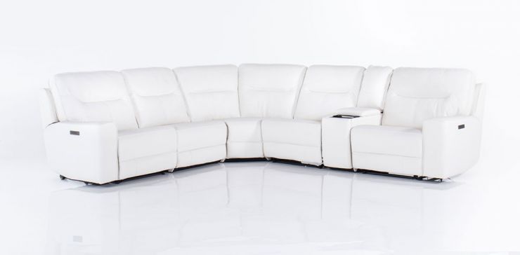 Sala Esquinera con Reclinables Eléctricos Cl Calgary Blanco