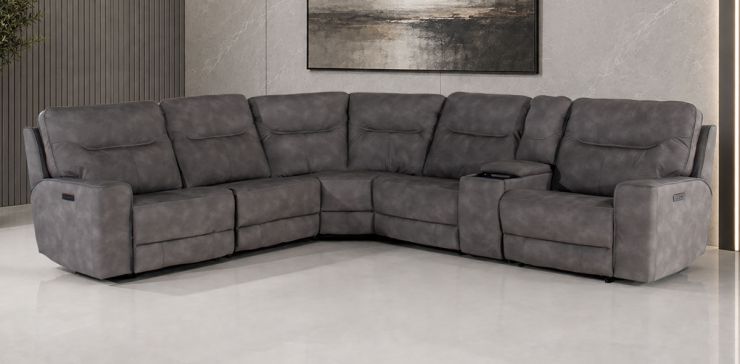 Sala Esquinera con Reclinables Eléctricos Calgary Gris