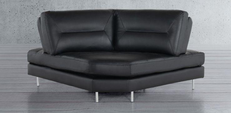 Sillón Esquinero de Piel Deslizable Biccari Negro