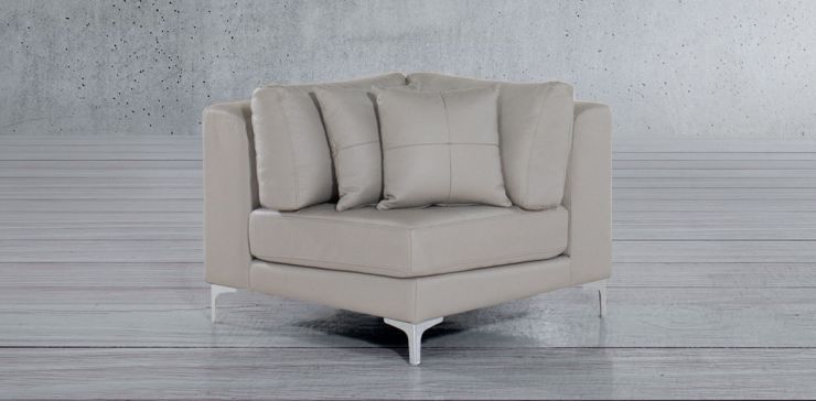 Sillón Esquinero Piel Susan Gris