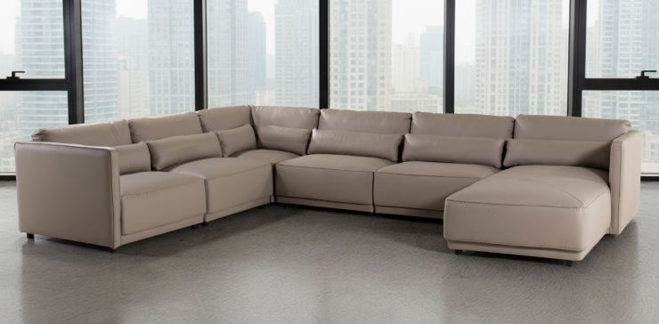 Sala Modular Derecha de Piel Forever Gris