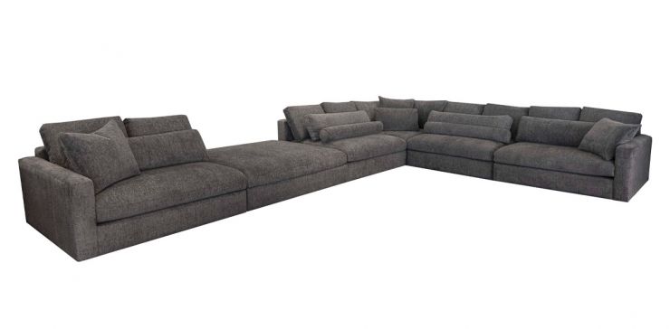 Sala Modular con Ottoman Alexander Gris 6 Piezas