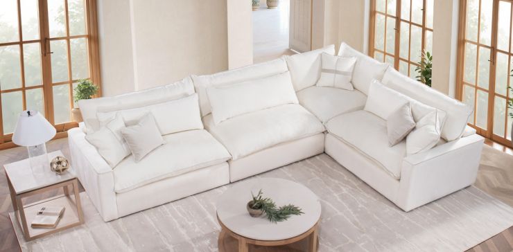 Sala Esquinera Kitson Beige 4 Piezas 2