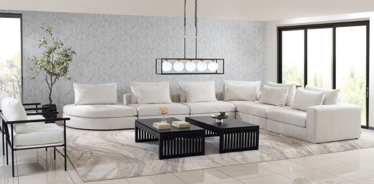 Sala Modular Lemans Blanco 6 Piezas con Ottoman