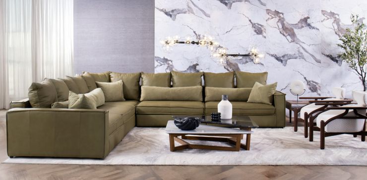 Sala Modular de Piel Match Manchester Verde 