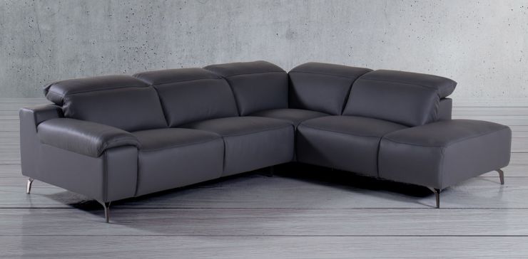 Sala en L Derecha de Piel Tood Gris