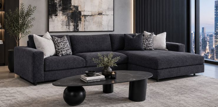 Sala en L Derecha Westford Negro